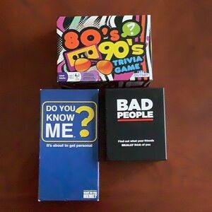 3 great games, 80s 90s trivia,Bad People,and Do you know me?